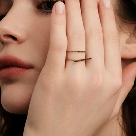 кольцо magic wand с черными бриллиантами