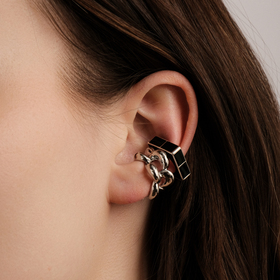 кафф квадратный с эмалью черный