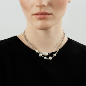 серебристое колье nava с жемчугом