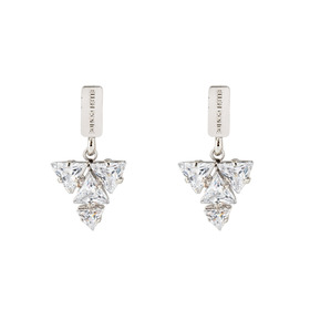 серебристые серьги в форме треугольников с треугольными цирконами