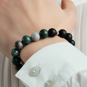 браслет из агата и гелиотропа ø10мм