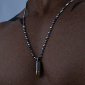 биколорная подвеска-талисман из серебра «пуля»