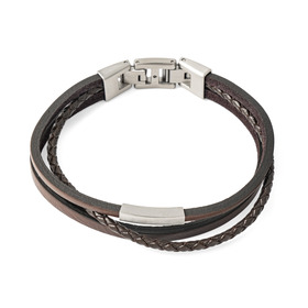 тройной кожаный коричневый браслет