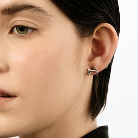 серьги эрос и танатос с красным фианитом