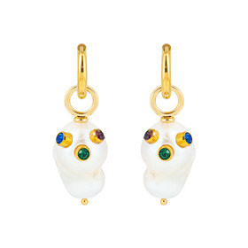 серьги сказка матрёшка из жемчуга и фианитов