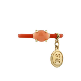 кольцо из желтого золота с кораллом candy