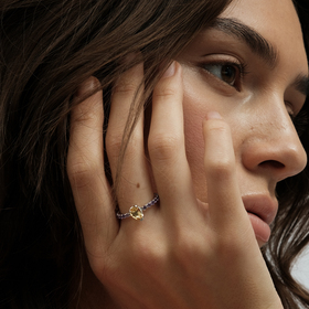 кольцо из белого золота с цитрином и аметистами candy