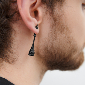 моносерьга король black из серебра