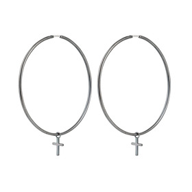 серьги-хупы с подвесами-крестами, покрытые черным родием