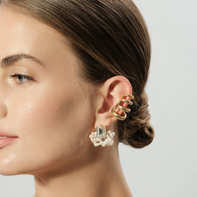 позолоченные серьги с кристаллами и жемчугом step cut pearl crystal