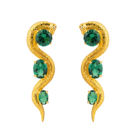 позолоченные серьги из серебра "разожги огонь" с наношпинелью