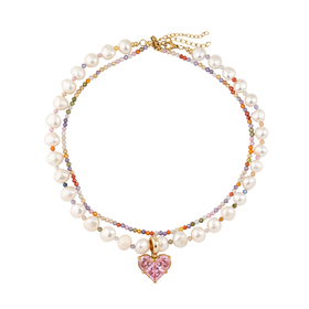 колье "расписная" из жемчуга и цирконов