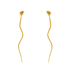 позолоченные серьги "осколки лета" из серебра с хризолитом