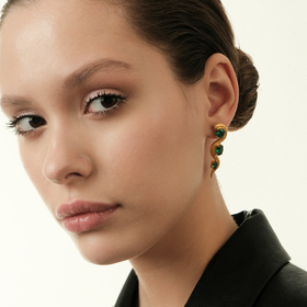 позолоченные серьги из серебра "разожги огонь" с наношпинелью