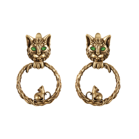 золотистые серьги с котами gatto e topo