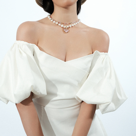 колье "расписная" из жемчуга и цирконов