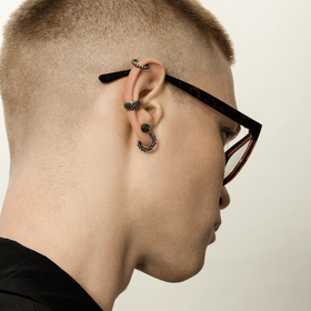 моносерьга «колючая проволока» из нержавеющей стали