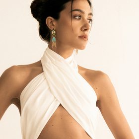 серебряные позолоченные серьги-ковры марокко с зеленой и бирюзовой эмалью