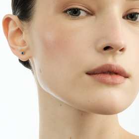 серебряная позолоченная моносерьга марокко с синей эмалью