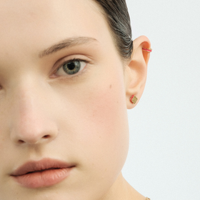 серебряные позолоченные пусеты марокко с розовой эмалью