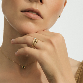 золотое кольцо open heart с белым бриллиантом