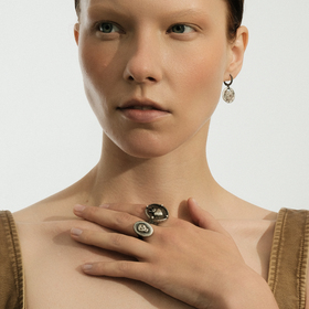 кольцо-сердце с серебряным покрытием с короной