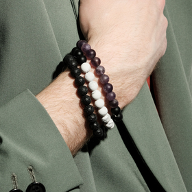 браслет из агата и вулканического камня ø8мм