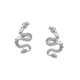 маленькие серебристые серьги-драконы