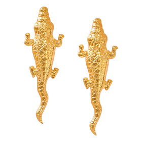 позолоченные серьги-крокодилы