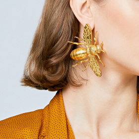 позолоченные серьги-пчелы