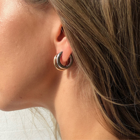 серьги-кольца donuts из серебра