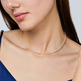 чокер из серебра и горного хрусталя