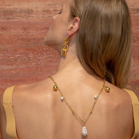 позолоченные серьги-цепи из серебра