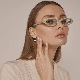 малые серьги из серебра «авокадо» с черным жемчугом