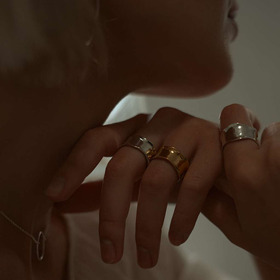 позолоченное широкое кольцо из серебра sixth sense