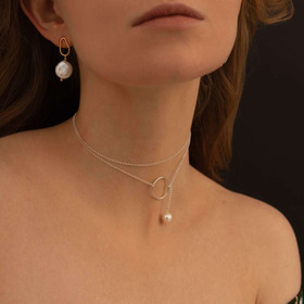 колье-галстук из серебра с белым жемчугом soulmates