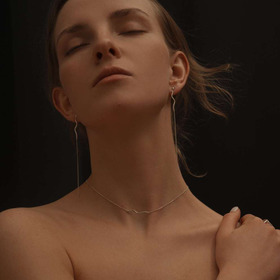 подвеска-волна flow на цепочке из серебра