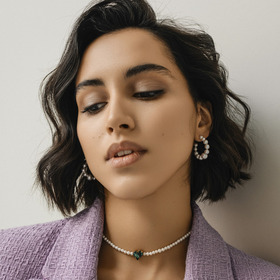 серьги-кольца с искусственным жемчугом sugar