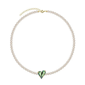 колье из жемчуга с кристаллом-сердцем swarovski love
