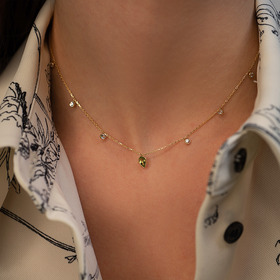 колье из золота с перидотом и лейкосапфирами vrindavan peridote