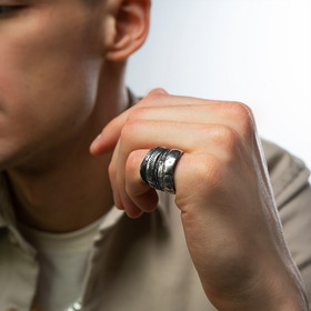 широкое фактурное кольцо ccs из серебра