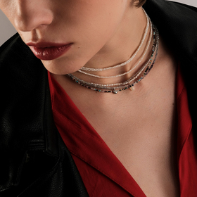 чокер из микса натуральных камней и серебра