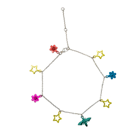 браслет-анклет из серебра с подвесками