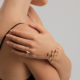 покрытый лимонным золотом серебряный браслет-слейв sparkling