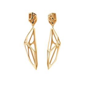 серьги большие “cell mono” gold, серебро 925, позолота 24к