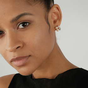 пусеты-клевер из серебра с жемчугом