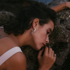 серьги-кольца с аметистом