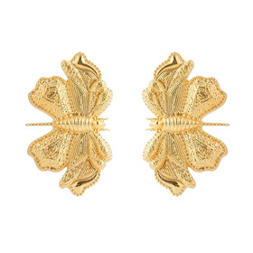 позолоченные крупные серьги-бабочки