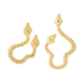 позолоченные асимметричные серьги-двуглавые змеи