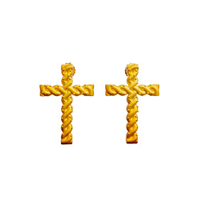 позолоченные серьги cross